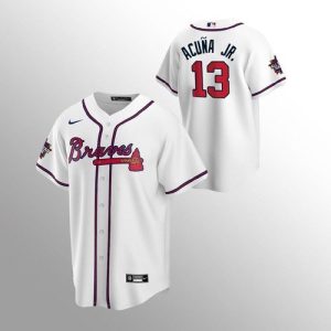 Amazing Atlanta Braves #13 Ronald Acuna Jr. Nike 150th Anniversary 2021 World Series Youth MLB Jersey   White Sports fans this is your chance Order soon to be part of the action