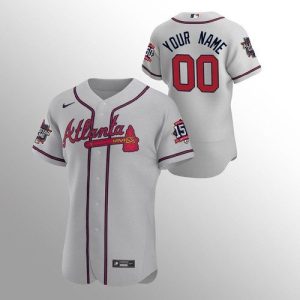 Amazing Atlanta Braves Custom Men's Nike 150th Anniversary 2021 World Series Authentic MLB Jersey   Grey