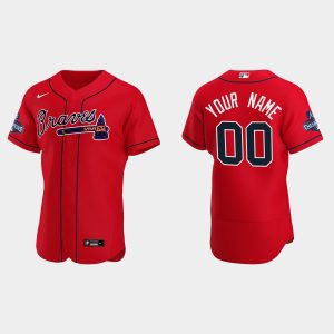 Amazing Atlanta Braves Custom Men's Nike 2021 World Series Champions Patch MLB Authentic Player Jersey   Red