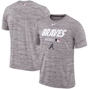 Amazing Atlanta Braves Nike Authentic Collection Velocity Team Issue Performance T Shirt Gray