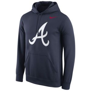 Amazing Atlanta Braves Nike Logo Performance Navy Pullover MLB Hoodie