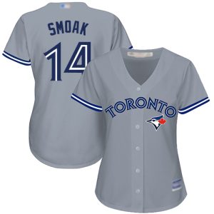 Amazing Blue Jays #14 Justin Smoak Grey Road Women's Stitched MLB Jersey With high demand Don't miss out Order now to wear your team colors