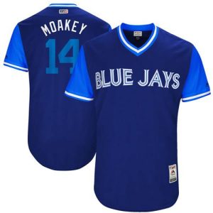 Amazing Blue Jays #14 Justin Smoak Navy Moakey Players Weekend Authentic Stitched MLB Jersey
