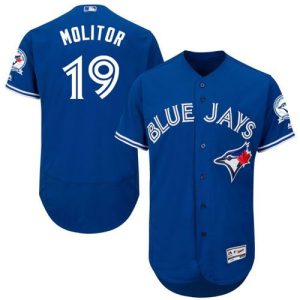 Amazing Blue Jays #19 Paul Molitor Blue Flexbase Authentic Collection Stitched MLB Jersey