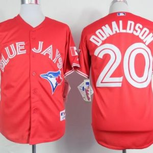 Amazing Blue Jays #20 Josh Donaldson Red Canada Day Stitched MLB Jersey