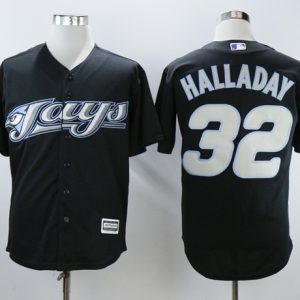 Amazing Blue Jays #32 Roy Halladay Black 2008 Turn Back The Clock Stitched MLB Jersey