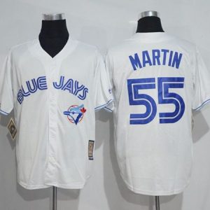 Amazing Blue Jays #55 Russell Martin White Cooperstown Throwback Stitched MLB Jersey