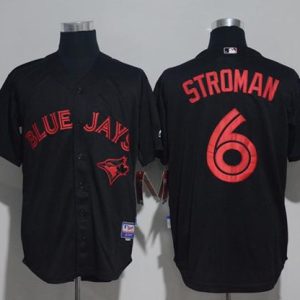 Amazing Blue Jays #6 Marcus Stroman Black Strip Stitched MLB Jersey