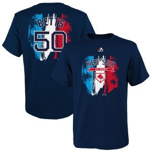 Amazing Boston Red Sox #50 Mookie Betts Majestic  Youth 2019 Spring Training Name & Number V Neck T Shirt Navy