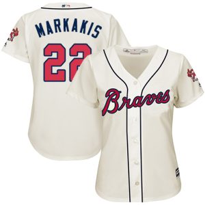Amazing Braves #22 Nick Markakis Cream Alternate Women's Stitched MLB Jersey Sports enthusiasts seize this opportunity Order now to feel the game excitement