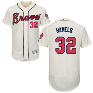 Amazing Braves #32 Cole Hamels Cream Flexbase Authentic Collection Stitched MLB Jersey
