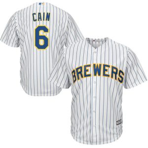 Amazing Brewers #6 Lorenzo Cain White Strip Cool Base Stitched Youth MLB Jersey For a short time available Grab yours quickly to own a team jersey