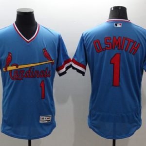 Amazing Cardinals #1 Ozzie Smith Light Blue Flexbase Authentic Collection Cooperstown Stitched MLB Jersey