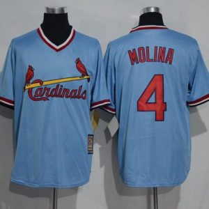 Amazing Cardinals #4 Yadier Molina Blue Cooperstown Throwback Stitched MLB Jersey
