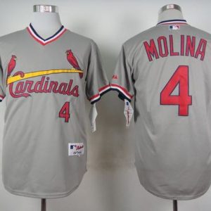 Amazing Cardinals #4 Yadier Molina Grey 1978 Turn Back The Clock Stitched MLB Jersey