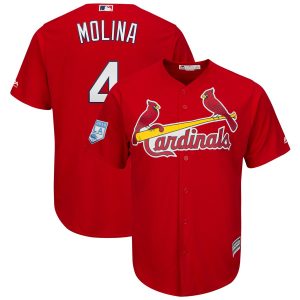 Amazing Cardinals #4 Yadier Molina Red 2019 Spring Training Cool Base Stitched MLB Jersey