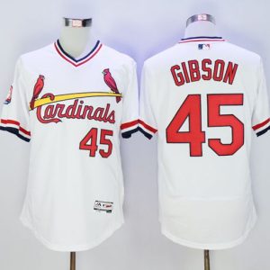 Amazing Cardinals #45 Bob Gibson White Flexbase Authentic Collection Cooperstown Stitched MLB Jersey