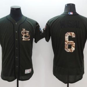 Amazing Cardinals #6 Stan Musial Green Flexbase Authentic Collection Salute to Service Stitched MLB Jersey