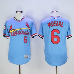 Amazing Cardinals #6 Stan Musial Light Blue Flexbase Authentic Collection Cooperstown Stitched MLB Jersey