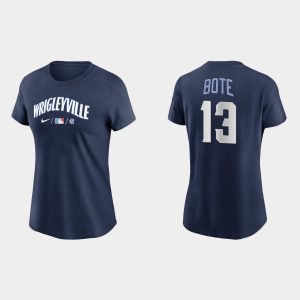 Amazing Chicago Cubs #13 David Bote Women's Nike 2021 City Connect Wordmark T Shirt   Navy Retailers boost your inventory Order now to meet customer demand