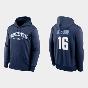 Amazing Chicago Cubs #16 Patrick Wisdom Men's 2021 City Connect Navy Therma Hoodie
