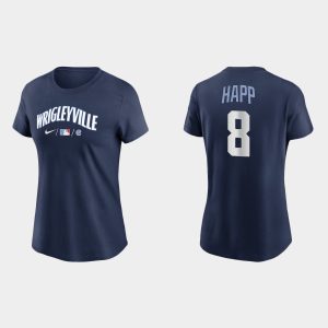 Amazing Chicago Cubs #8 Ian Happ Women's Nike 2021 City Connect Wordmark T Shirt   Navy Sports enthusiasts seize this opportunity Order now to feel the game excitement