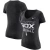 Amazing Chicago White Sox Nike Women's Practice 1.7 Tri Blend V Neck T Shirt Heathered Black