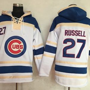 Amazing Cubs #27 Addison Russell White Sawyer Hooded Sweatshirt MLB Hoodie
