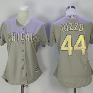 Amazing Cubs #44 Anthony Rizzo Grey 2017 Gold Program Cool Base Women's Stitched MLB Jersey Act fast Only a few left Secure yours today