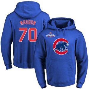 Amazing Cubs #70 Joe Maddon Blue 2016 World Series Champions Primary Logo Pullover MLB Hoodie