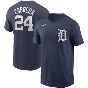 Amazing Detroit Tigers #24 Miguel Cabrera Nike Name & Number T Shirt Navy With high demand Don't miss out Order now to wear your team colors