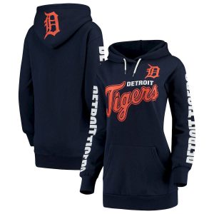 Amazing Detroit Tigers G III 4Her by Carl Banks Women's Extra Innings Pullover Hoodie Navy