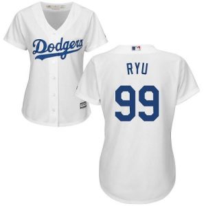 Amazing Dodgers #99 Hyun Jin Ryu White Home Women's Stitched MLB Jersey Limited stock Order now to show your love for your team
