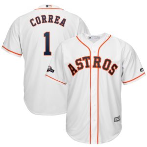 Amazing Houston Astros #1 Carlos Correa Majestic 2019 Postseason Official Cool Base Player Jersey White
