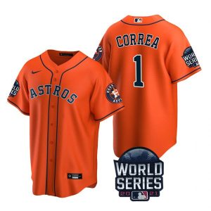 Amazing Houston Astros #1 Carlos Correa Youth Nike 150th Anniversary 2021 World Series Authentic MLB Jersey   Orange Act fast Only a few left Secure yours today