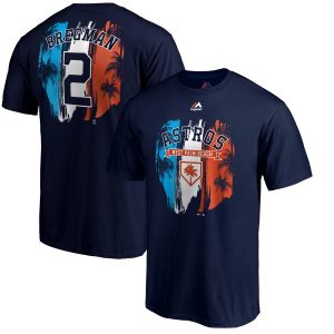 Amazing Houston Astros #2 Alex Bregman Majestic 2019 Spring Training Name & Number T Shirt Navy