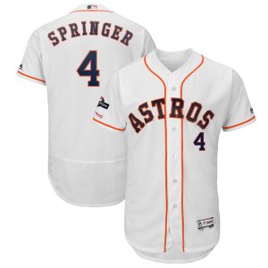 Amazing Houston Astros #4 George Springer Majestic 2019 Postseason Authentic Flex Base Player Jersey White
