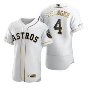 Amazing Houston Astros #4 George Springer White Nike Men's Authentic Golden Edition MLB Jersey