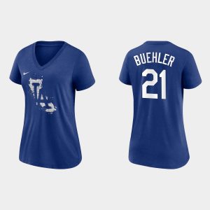 Amazing Los Angeles Dodgers #21 Walker Buehler Women's 2021 City Connect Tri Blend Royal T Shirt Retailers boost your inventory Order now to meet customer demand