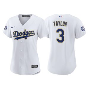Amazing Los Angeles Dodgers #3 Chris Taylor Women's Nike 2021 Gold Program World Series Champions MLB Jersey Whtie With high demand Don't miss out Order now to wear your team colors