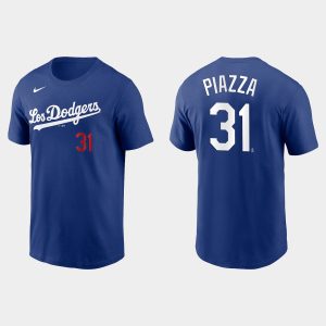 Amazing Los Angeles Dodgers #31 Mike Piazza Men's Royal 2021 City Connect Name & Number Royal T Shirt Collectors this is a must have Add it to your collection by ordering