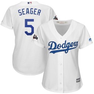 Amazing Los Angeles Dodgers #5 Corey Seager Majestic Women's 2019 Postseason Home Official Cool Base Player Jersey White Retailers boost your inventory Order now to meet customer demand