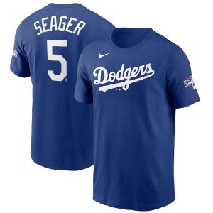 Amazing Los Angeles Dodgers #5 Corey Seager Nike 2020 World Series Champions Name & Number T Shirt Royal Limited stock Order now to show your love for your team
