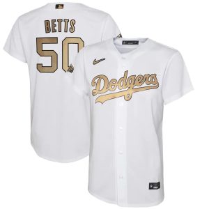 Amazing Los Angeles Dodgers #50 Mookie Betts Youth Nike White 2022 MLB All Star Game Replica Player Jersey Collectors this is a must have Add it to your collection by ordering