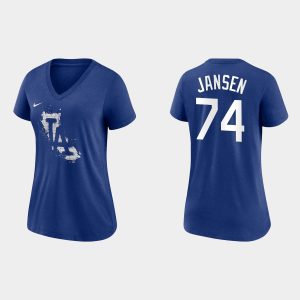 Amazing Los Angeles Dodgers #74 Kenley Jansen Women's 2021 City Connect Tri Blend Royal T Shirt Collectors this is a must have Add it to your collection by ordering