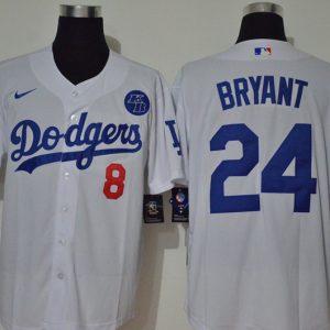 Amazing Los Angeles Dodgers #8 #24 Kobe Bryant Men's Nike White Cool Base 2020 KB Patch MLB Jersey