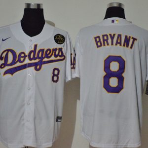 Amazing Los Angeles Dodgers #8 Kobe Bryant Men??s Nike White Purple No. Cool Base KB Patch MLB Jersey