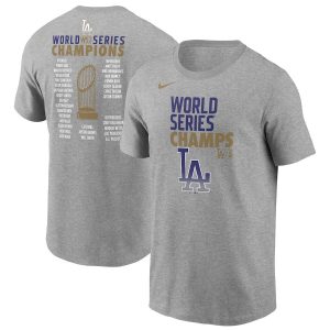 Amazing Los Angeles Dodgers Nike 2020 World Series Champions Roster T Shirt Heather Gray Sports fans this is your chance Order soon to be part of the action
