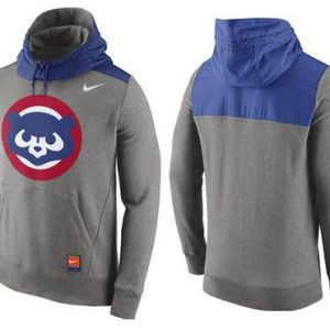Amazing Men's Chicago Cubs Nike Gray Cooperstown Collection Hybrid Pullover Hoodie_1