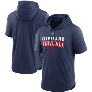 Amazing Men's Cleveland Guardians Nike Navy Home Team Short Sleeve Hoodie Top With high demand Don't miss out Order now to wear your team colors